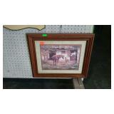 Framed and matted horse picture. 20" × 17".