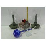 Decor glass group, blue plant water globe, art