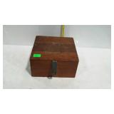 Wooden trinket type box, has 2 shoe brushes, and