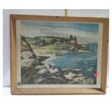 Print - shore line scene, framed - 30 x 24