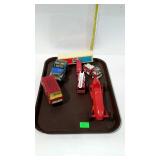 Group of older toys, Tonka van, jeep, fire truck,
