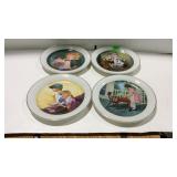 Four Norman Rockwell painted decor plates with
