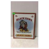 Replica tin advertising sign, Black Hawk 5 cent