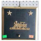 Wall hanging key rack. Train and stars. 10"×10".