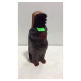Wooden carved Bird with only one shoe shine brush