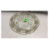 Cake plate clear glad with floral design