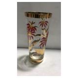 Floral painted decor glass vase, 11" tall