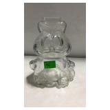 Glass teddy bear coin bank