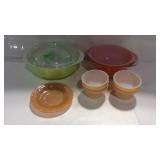Glass bakeware, some is fire king 6 custard