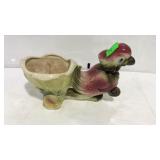 Floral planter, parrot bird pulling a cart