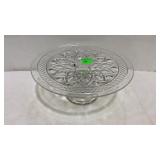 Clear glass pedestal cake stand, 10" dia