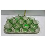 Set of 12 plus one green depression pedestal