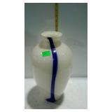 Glass home decor floral vase white with cobalt
