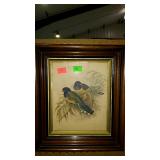 Print - bird scene in nice deep well frame -