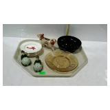 Misc - elf shakers, airplane theme ashtrays, cow