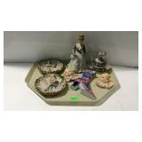 Home decor- lady figurine, boot wall pocket, Asian