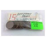 Wheat pennies - bag of 15 different dates