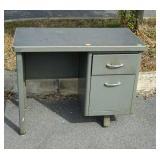 Neat older industrial metal desk, student size