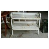 Metal two shelf stand, 36 x 15 x 27, upper shelf