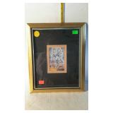 Double matted framed print of watercolor almond