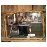 Fancy framed mirror, light wood frame with shell