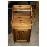 Wooden storage cabinet with lift up lid, measures