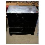 Black painted three drawer dresser, measures 28