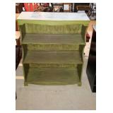 Green painted book case, measures 30 inches long,