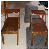 Two Mahogany end tables, measures 26 inches long,