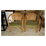 Two bamboo style sunroof chairs. Caned backs with