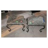 Pair of footstools, padded top decorative feet