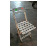 Cold size folding slat chair. Rustic white paint