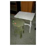 Two pieces. Small occasional table with white