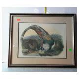 Framed pheasant picture with double matting,