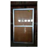 Bulletin board glass case. Two glass doors with