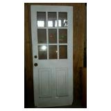 Nine pane exterior wood door, double pane