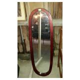 Oval wood framed mirror, 14 x 42