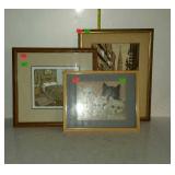 Framed picture group, framed cat puzzle, 15 x 12.