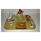 Tray lot of bird figurines