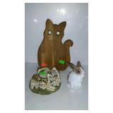 Cat cutting board, giraffe candle decor, and