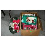 Christmas decor wreath, ornaments, lights