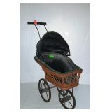 Doll wicker carriage stroller