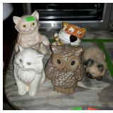 Cat and owl figures