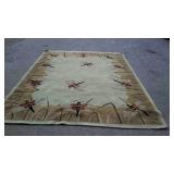 Wool oriental area rug, with bees all around it,