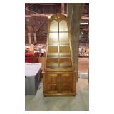 Curio type cabinet, unique shape., eight cubbies