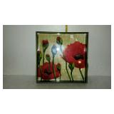 Lacquered 15" square tray with Poppies design -