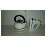 Kitchen-Aid whistling tea kettle, and hand mixer,