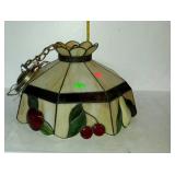 Slag glass hanging ceiling light with fruit &