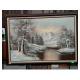 Painting on canvas with Winter creek scene - 41 x