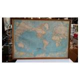 Map of the world, measures 43 inches long, by 30
